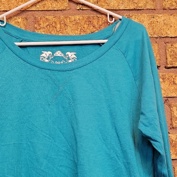 Poof! Women's Teal Long Sleeve Stretchy Shirt Size Large - Picture 5 of 11